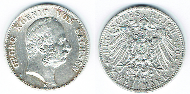  SZAIVERT DEUTSCHES KAISERREICH KÖNIGREICH SACHSEN GEORG 2 MARK 1904 E   