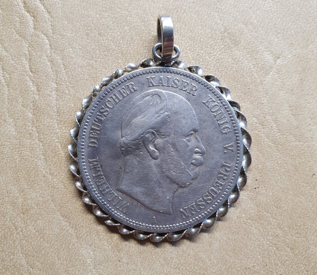  Deutsches Kaiserreich 5 Mark 1876 A Preussen gefasst 29,73 g Gesamt - min. 25 g Feinsilber   