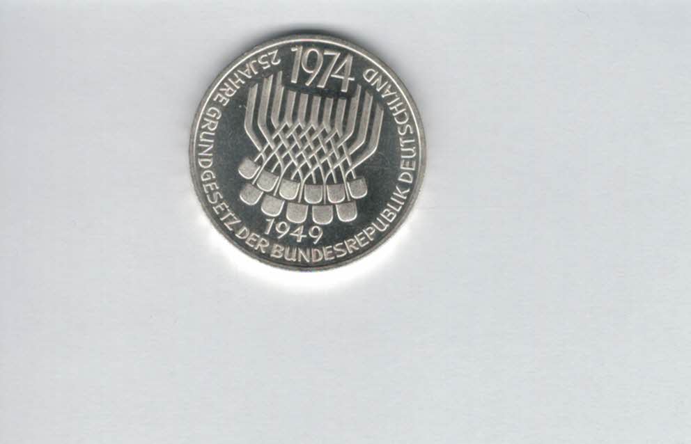  5 Mark 1974 F 25 Jahre Grundgesetz silber 7g fein BRD Deutschland Spittalgold9800 (4601/10   