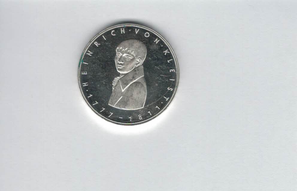  5 Mark 1977 G Heinrich von Kleist silber 7g fein BRD Deutschland Spittalgold9800 (4601/13   