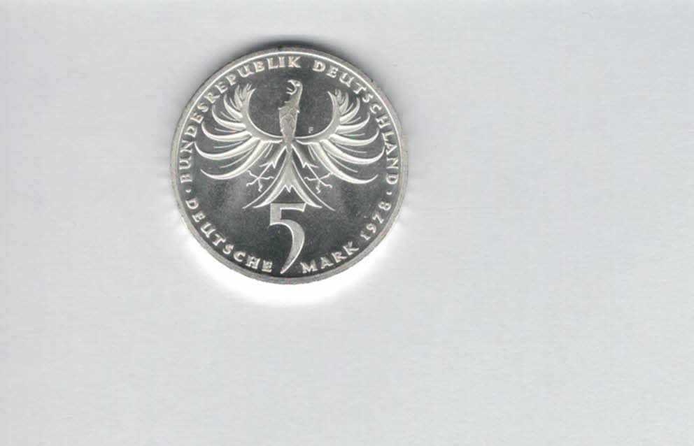  5 Mark 1978 F Balthasar Neumann silber 7g fein BRD Deutschland Spittalgold9800 (4601/15   