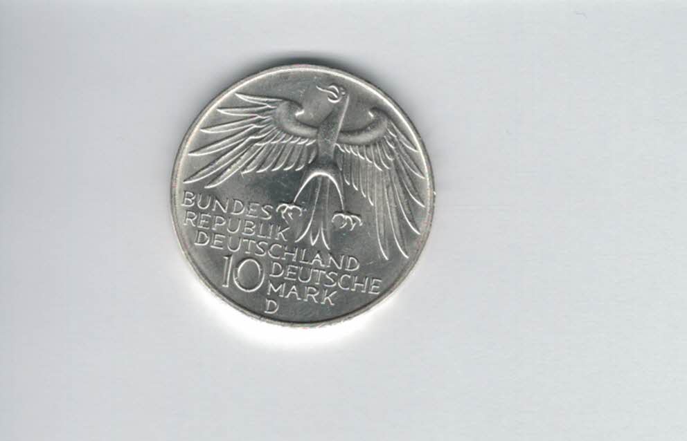  10 Mark 1972 D Stadion 9,68g fein silber BRD Deutschland Spittalgold9800 (4603/17   