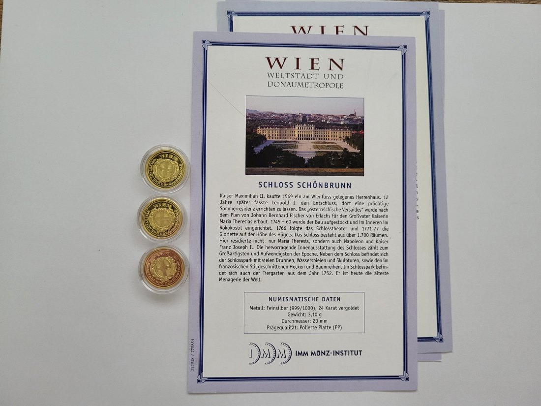  Silbermedaille Stephansdom Schönbrunn Parlament silber 9,3g Österreich Spittalgold9800 (3469   