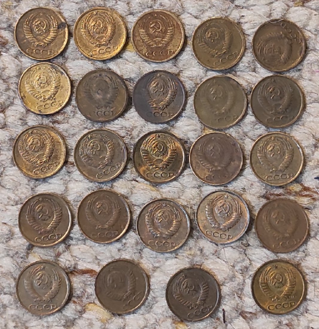  UDSSR 25 x 1 Kopeke mit verschiedenen Jahrgängen   