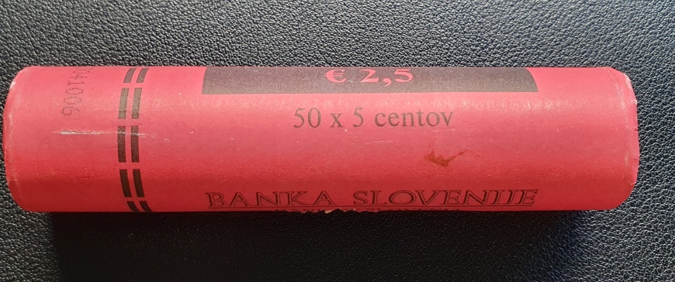  Münzrolle - 50 x 5 Cent Münze Slowenien - 2007 - Sämann   