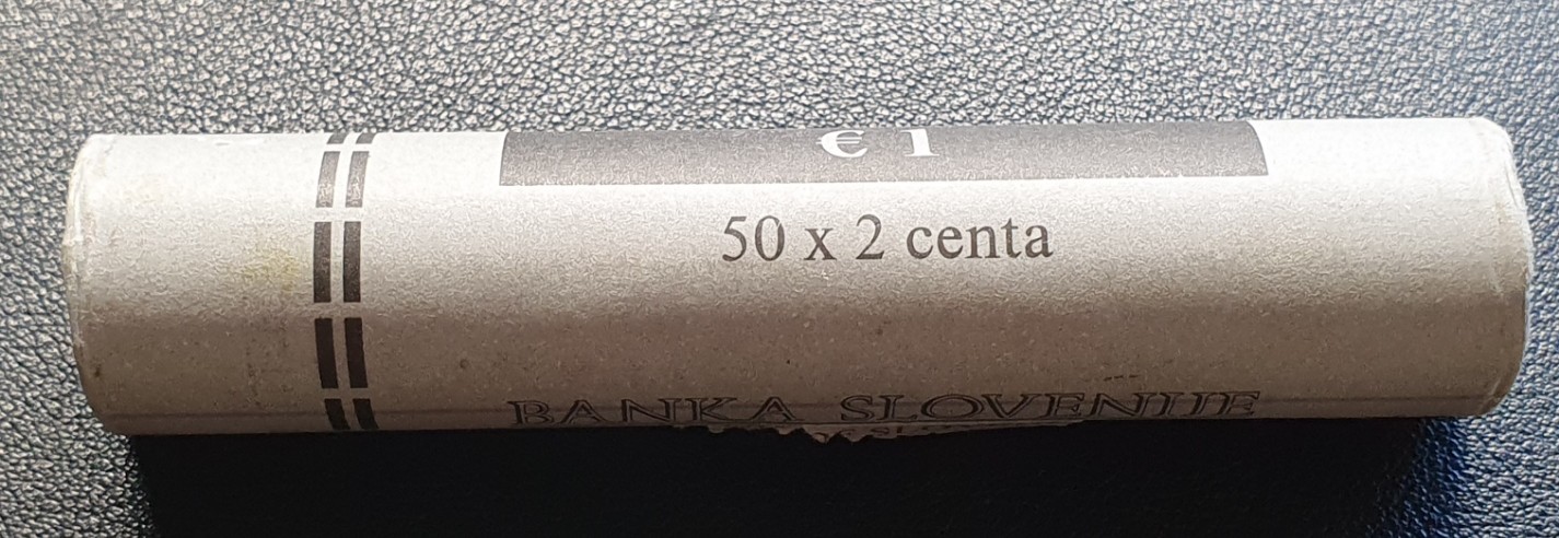  Münzrolle - 50 x 2 Cent Münze Slowenien   