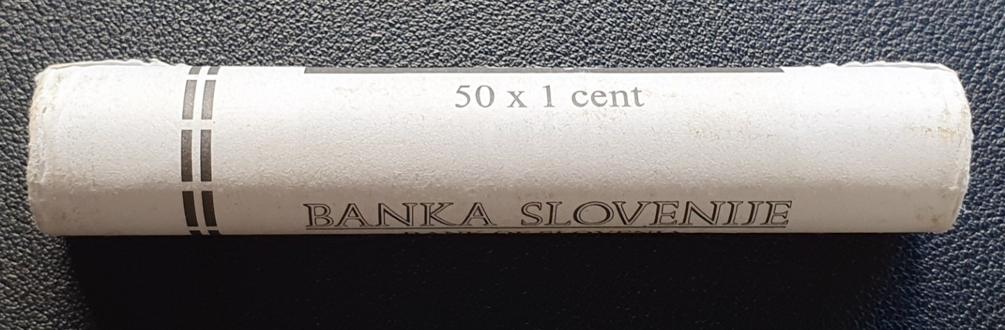  Münzrolle - 50 x 1 Cent Münze Slowenien   