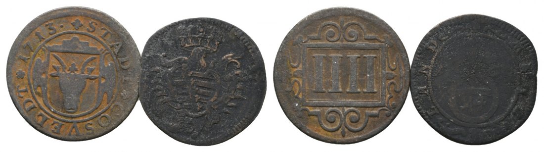  Altdeutschland; 2 Kleinmünzen 1713 / ?   