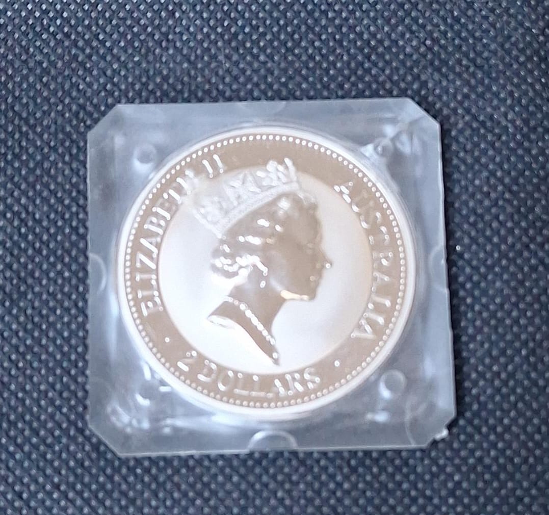  Australien, Kookaburra, 2 Dollars (2 Unzen) 1993, Durchmesser 50 mm, Feingewicht 62,2 Gramm   