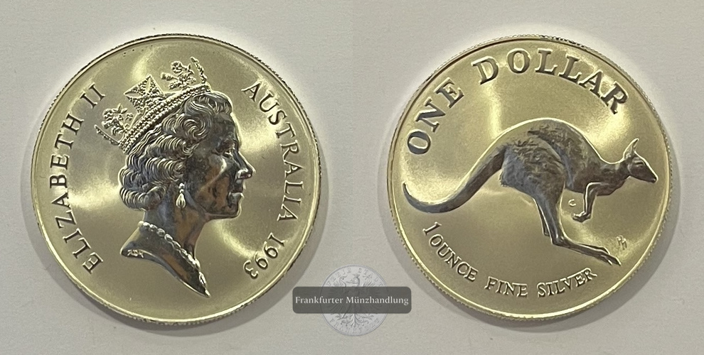  Australien 1 Dollar Silver Kangaroo 1993 FM-Frankfurt KM#211.1 Feinsilber: 31,1g   