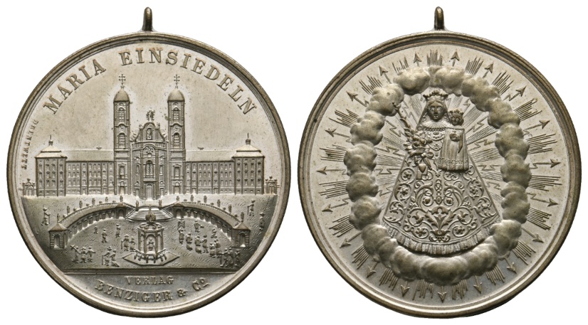  Medaille; Maria Einsiedeln; gehenkelt; 26,90 g; Ø 41,44 mm   