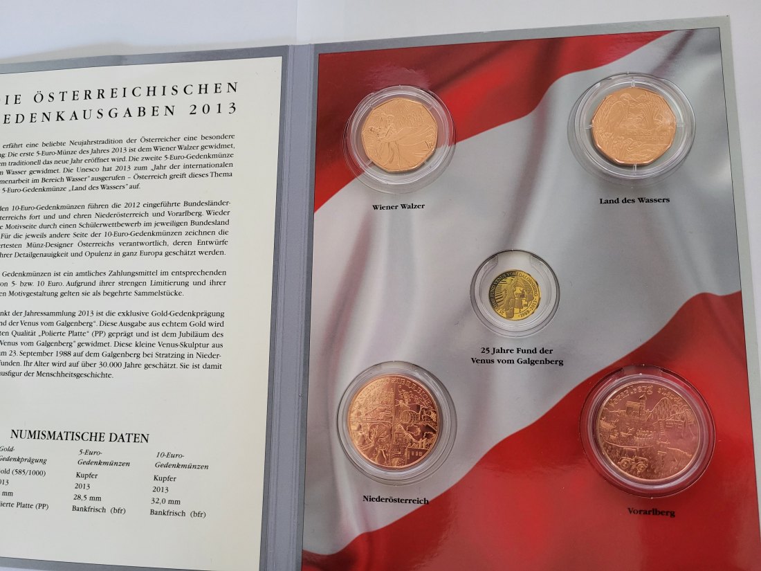  5 Euro 2013 10 Euro 2013 Kupfer 4 Stk.  Österreich Spittalgold9800 (5232/4803   