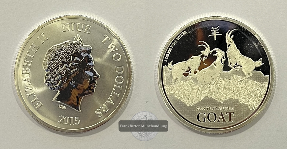  Niue 1 Dollar Year of the Goat 2015 FM-Frankfurt Feinsilber: 31g   