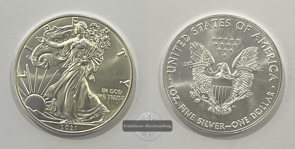 USA 1 Dollar 2021 (1986-2021) Walking Liberty FM-Frankfurt KM#273 Feinsilber: 31,1g   