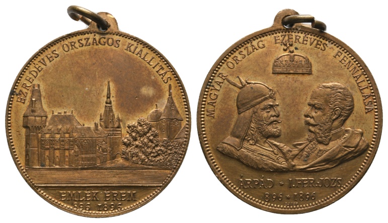  Medaille 1896; 100 Jahrfeier Ungarn; gehenkelt; 14,94 g; Ø 33,35 mm   
