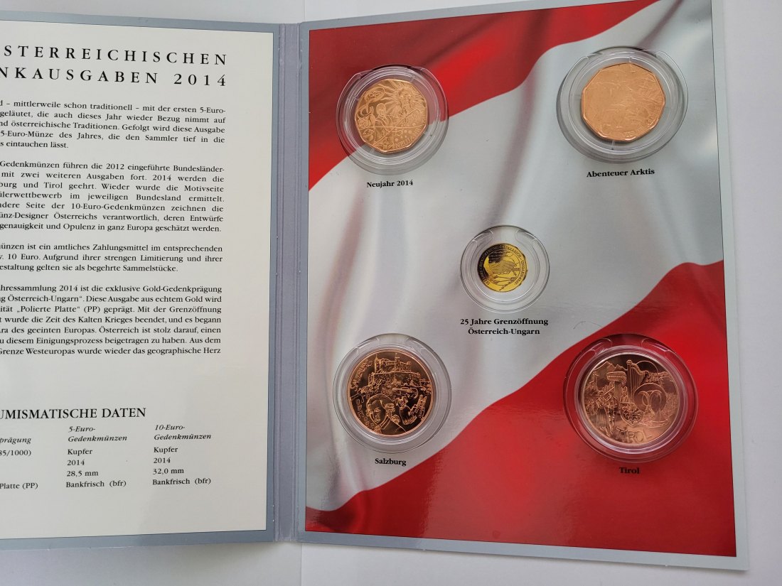 5 Euro 2014 10 Euro 2014 Kupfer 4 Stk.  Österreich Spittalgold9800 (5232/4803   