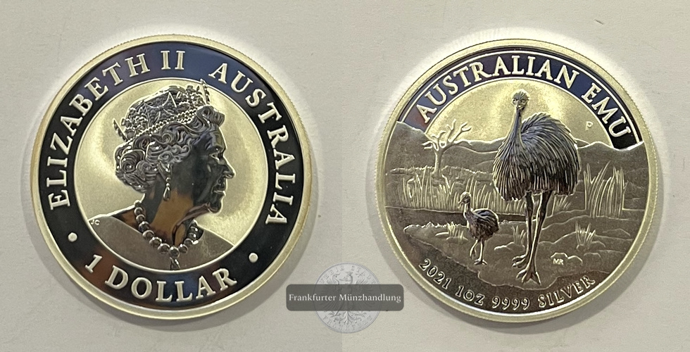  Australien 1 Dollar 2021 Emu FM-Frankfurt  Feinsilber: 31,1g   