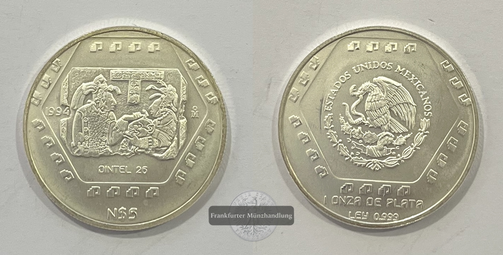 Mexico 1 Onza Libertad Plata Pura 1994 Dintel 26 FM-Frankfurt KM#578 Feinsilber: 31,1g   