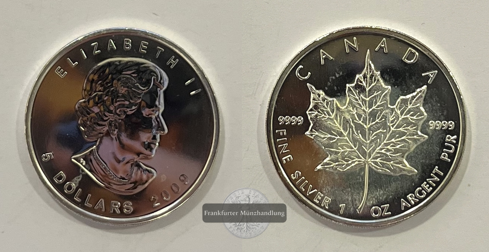  Kanada 5 Dollar 2009 Maple Leaf FM-Frankfurt Feinsilber: 31,1g   