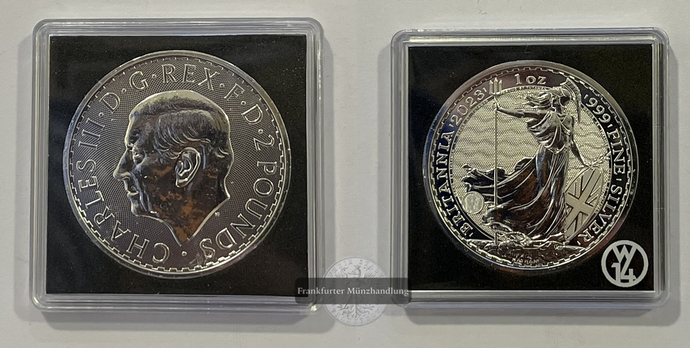  Großbritannien  2 Pounds 2023  Standing Britannia (Charles III) FM-Frankfurt  Feinsilber: 31,1g   