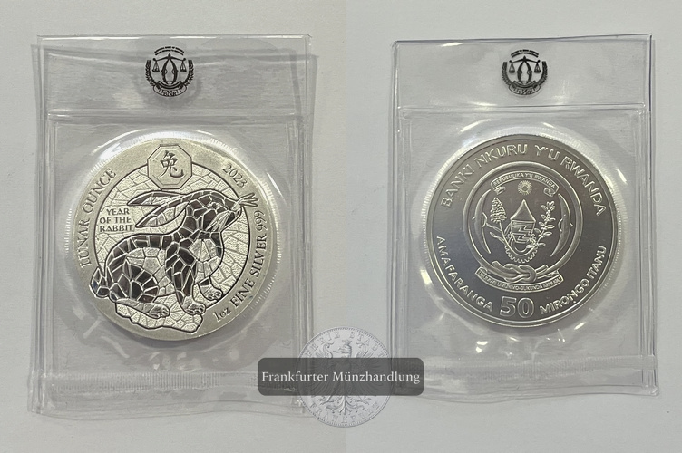  Ruanda 50 Francs 2023 Year of Rabbit FM-Frankfurt KM#232 Feinsilber: 31,1g   