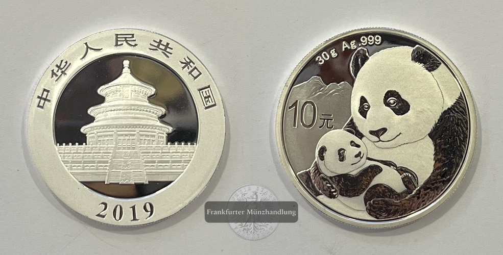  China  10 Yuan  2019 Panda FM-Frankfurt  Feinsilber: 29,97g   