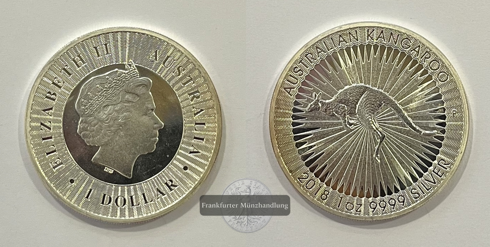  Australien 1 Dollar 2018 Kangaroo FM-Frankfurt Feinsilber: 31,1g   