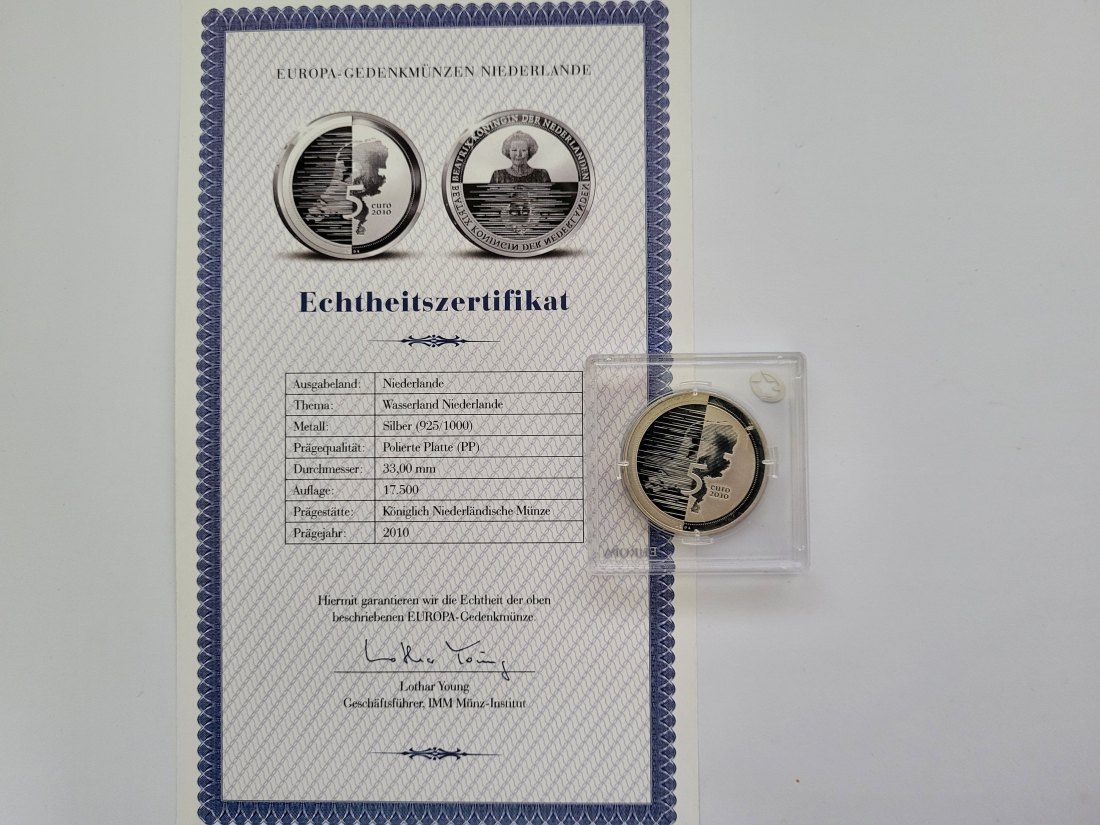  5 Euro 2010 Wasserland Königin Beatrix Silbermünze 925/15,4g Niederlande Spittalgold9800 (3469)   