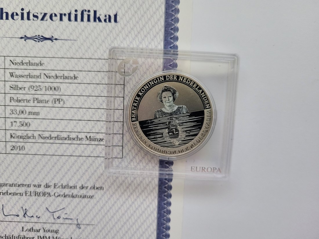  5 Euro 2010 Wasserland Königin Beatrix Silbermünze 925/15,4g Niederlande Spittalgold9800 (3469)   