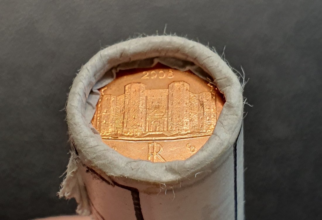  Bankrolle Münzrolle - 50 x 1 Cent Münze 2008 Italien   