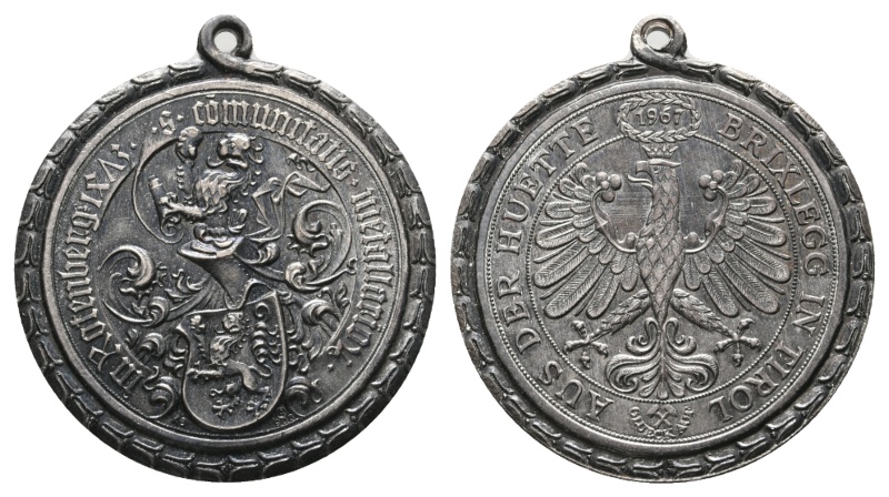  Medaille 1967; Brixlegg in Tirol; Silber;; gehenkelt; 10,89 g; Ø 29,40 mm   