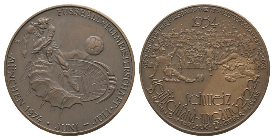  Medaille 1974; Fußballweltmeisterschaft; Bronze; 13,19 g; Ø 31,74 mm   