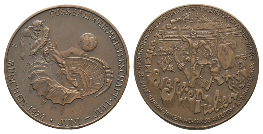  Medaille 1974; Fußballweltmeisterschaft; Bronze; 13,46 g; Ø 31,77 mm   