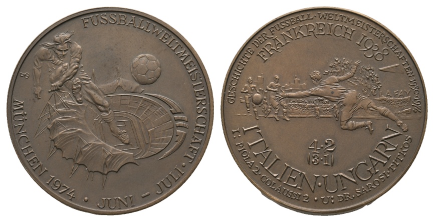  Medaille 1974; Fußballweltmeisterschaft; Bronze; 13,37 g; Ø 31,76 mm   