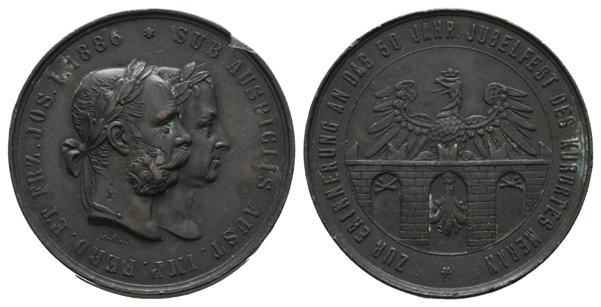  Medaille 1886; 50 Jähr. Jubelfest des Kurortes Meran; Bronze; 21,73 g; Ø 35,53 mm   