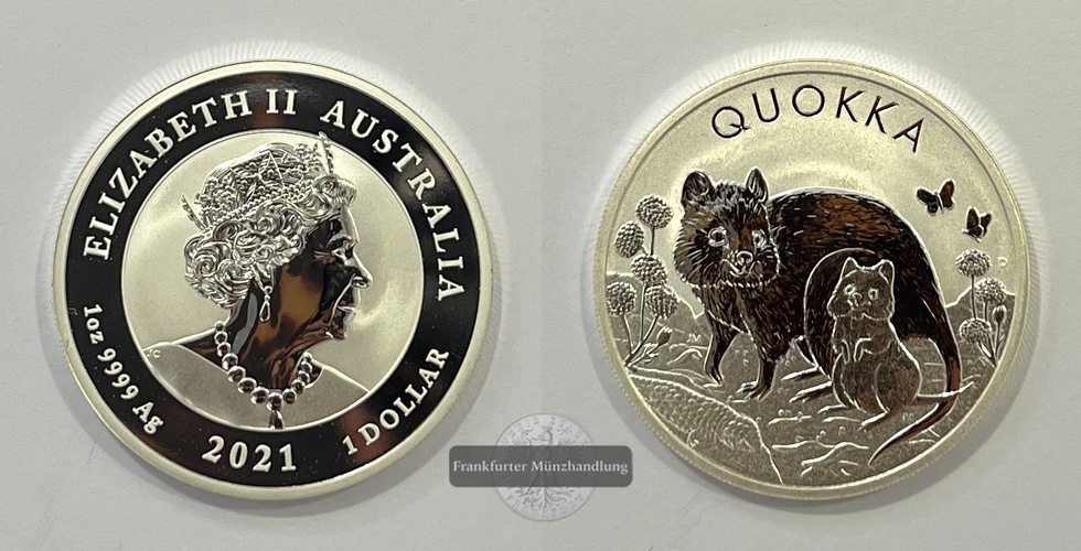  Australien 1 Dollar  2021 Quokka  FM-Frankfurt KM#4137 Feinsilber: 31,1g   