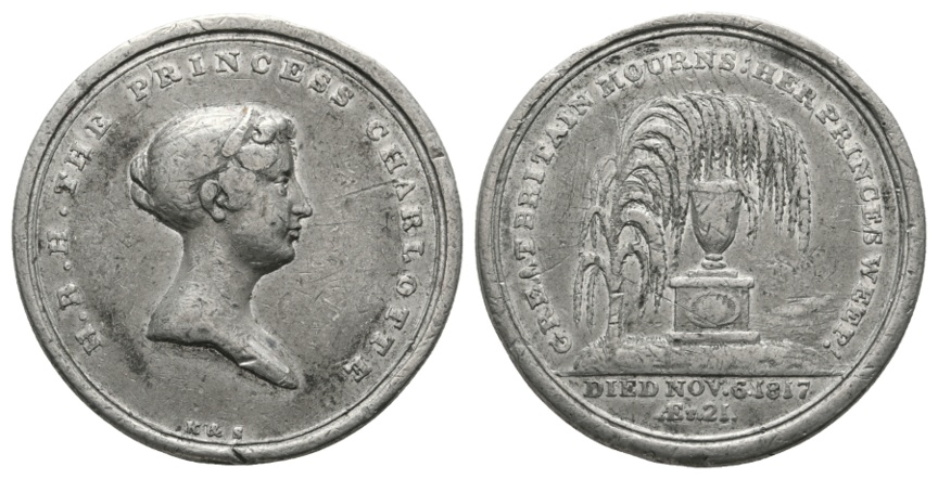  Medaille 1817; Prinzessin Charlotte von Wales; Guss; 15,56 g; Ø 38,78 mm   