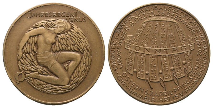  Medaille 1969; Kalendermedaille; Jahresregent Venus; Bronze; 21,62 g; Ø 40,05 mm   
