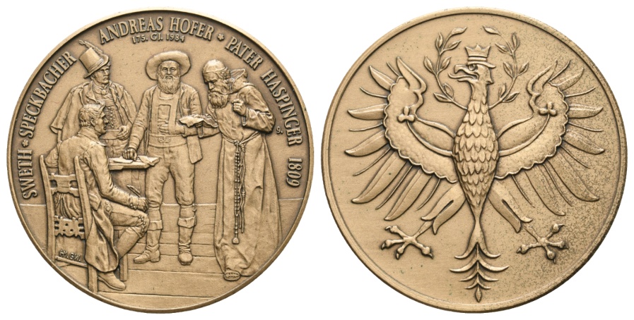  Medaille 1809; Tiroler Volksaufstand; Bronze; 39,44 g; Ø 45,91 mm   