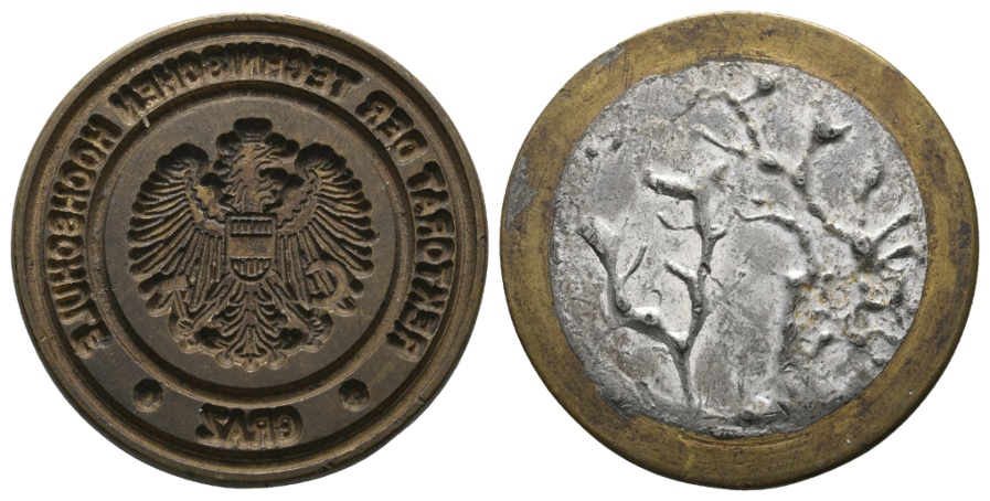  Prägestempel; Rektorat der technischen Hochschule Graz; Bronze; 29,43 g; Ø 44,06 mm   