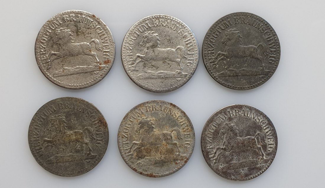  BRAUNSCHWEIG: KRIEGSNOTGELD: 50 Pfennig 1918 / HERZOGTUM 6 Münzen Konvolut   