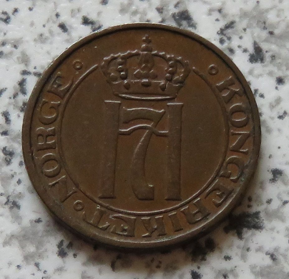  Norwegen 1 Öre 1932, Doppelschlag bei der 2 ersichtlich   