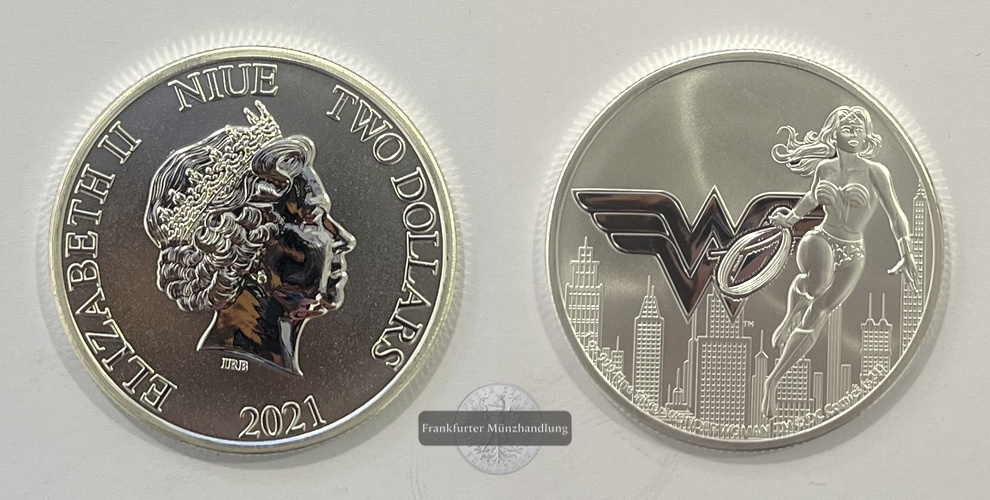  Niue 2 Dollar 2021 DC Comics Wonder Woman FM-Frankfurt Feinsilber: 31,1g   