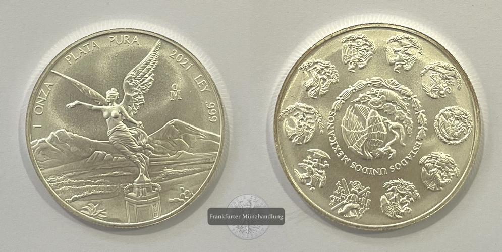  Mexico 1 Onza Libertad Plata Pura 2021 FM-Frankfurt KM#494.2 Feinsilber: 31,1g   