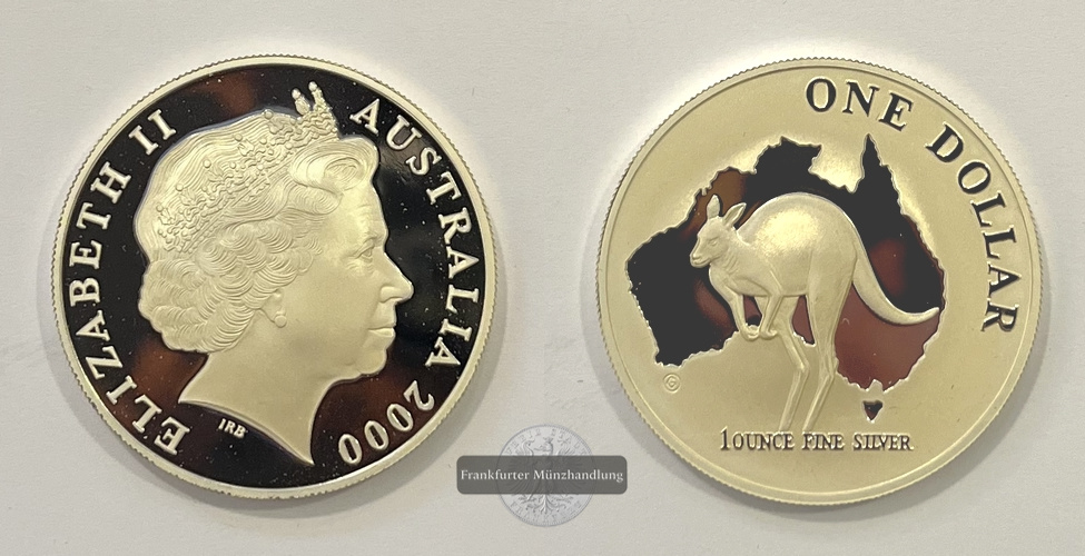  Australien 1 Dollar Silver Kangaroo 2000 FM-Frankfurt KM#490 Feinsilber: 31,1g   