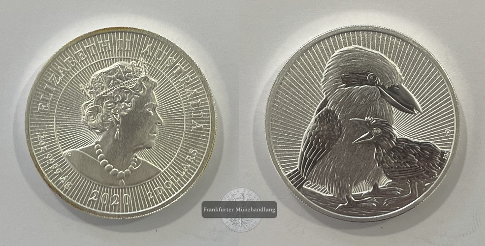  Australien 2 Dollars (Elizabeth II) Kookaburra with Baby 2020 FM-Frankfurt Feinsilber: 62,2g   
