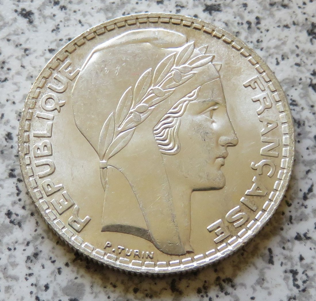  Frankreich 20 Francs 1934, Erhaltung   