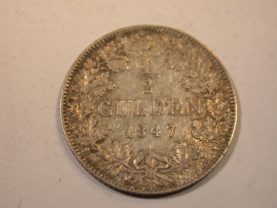  J12  Bayern 1/2 Gulden 1847 in ss   Originalbilder   