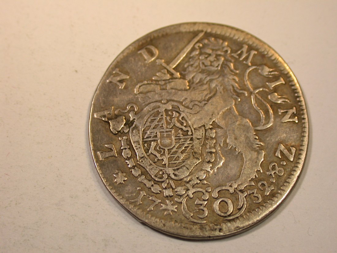  J12  Bayern  30 Kreuzer 1732 in f.ss/ss Bearbeitungsspuren/justierspuren  Originalbilder   