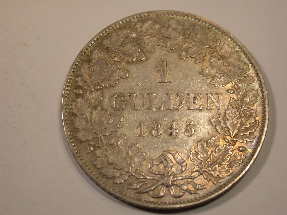  J12  Bayern  Gulden 1845 in f.vz/vz   Originalbilder   
